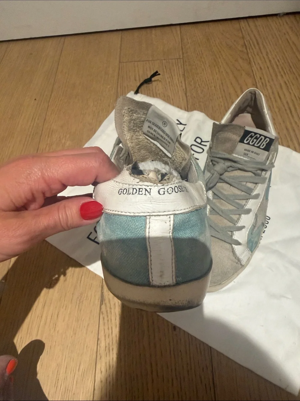 Golden Goose Light Blue and Gray Star Sneakers